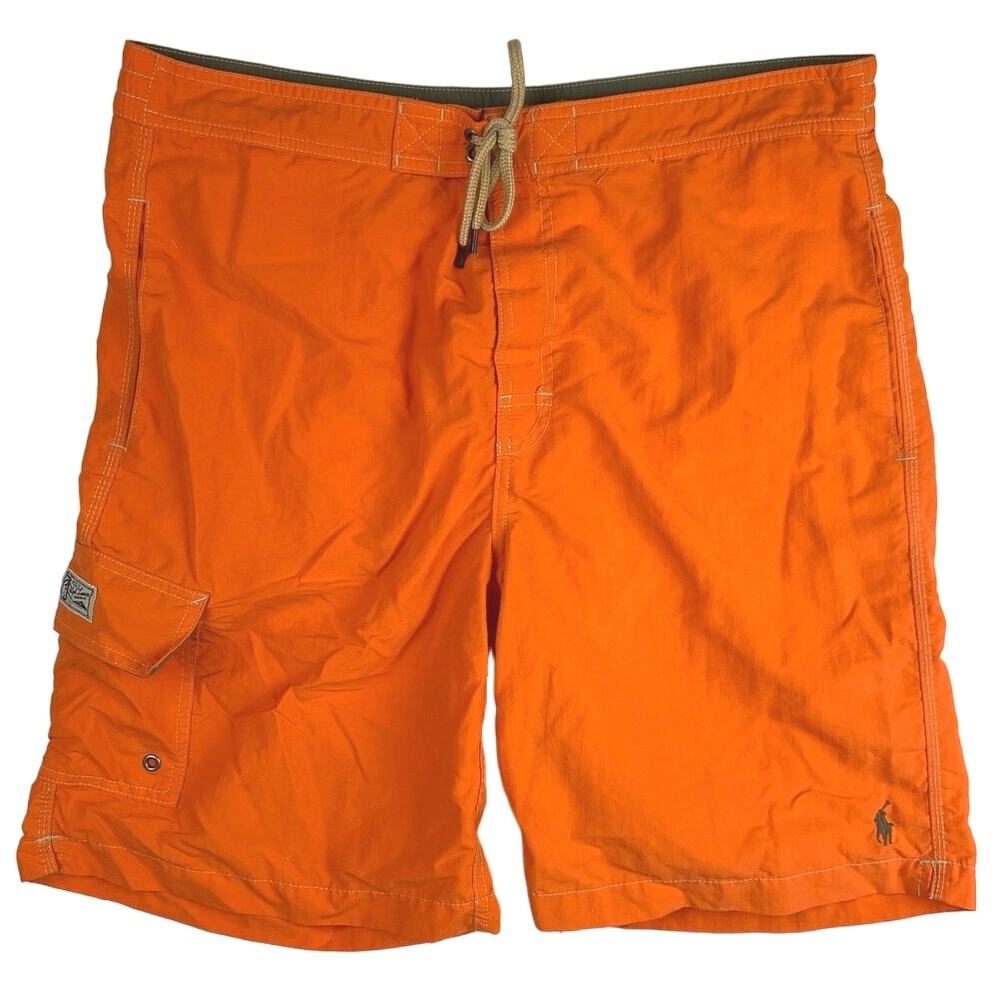 Polo by Ralph Lauren Men’s Orange Drawstring Swimwear Swim Trunks Board Shorts M